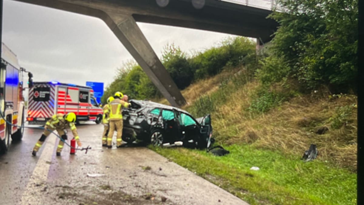 A38 Nordhausen – Autofahrer bei Unfall nach Starkregen schwer verletzt