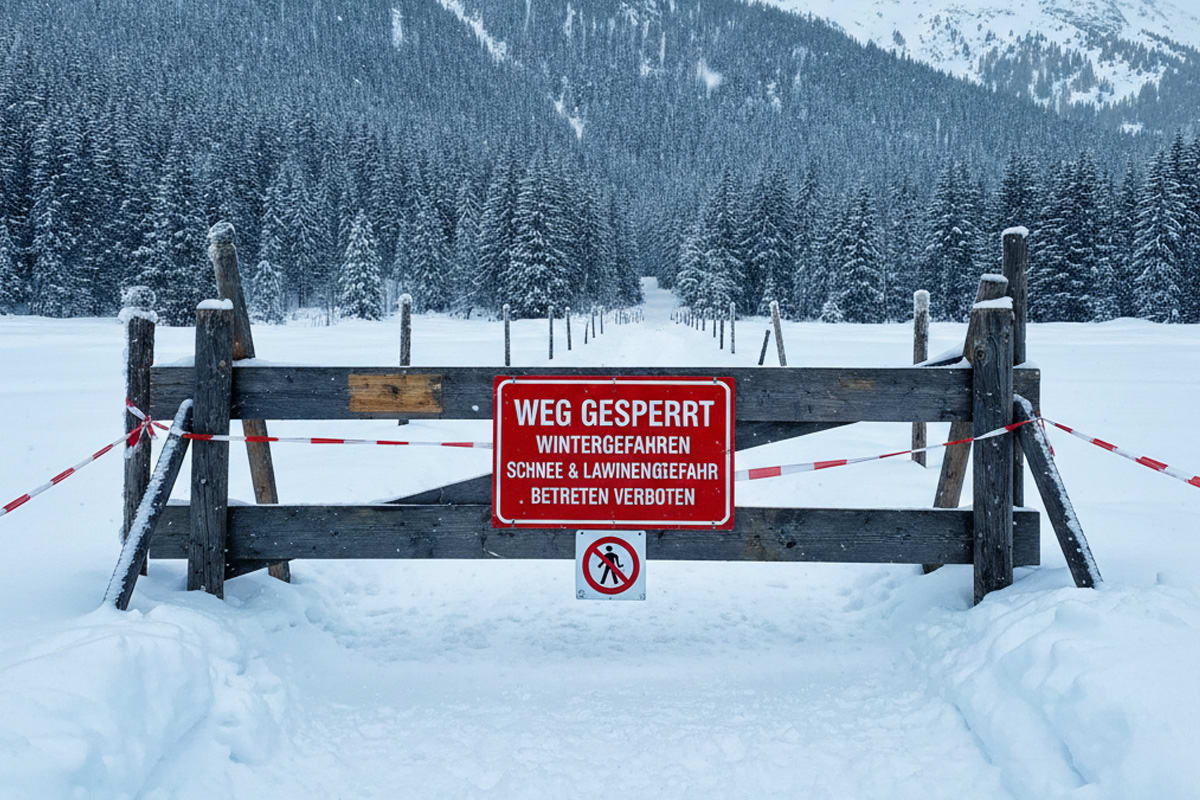Bürgenberg NW – Wintersperre auf dem Felsenweg ab Dezember