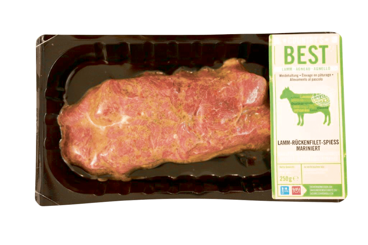 Öffentliche Warnung - Lamm-Rückenfilet-Spiess von Aldi Suisse mit falscher Etikette versehen 