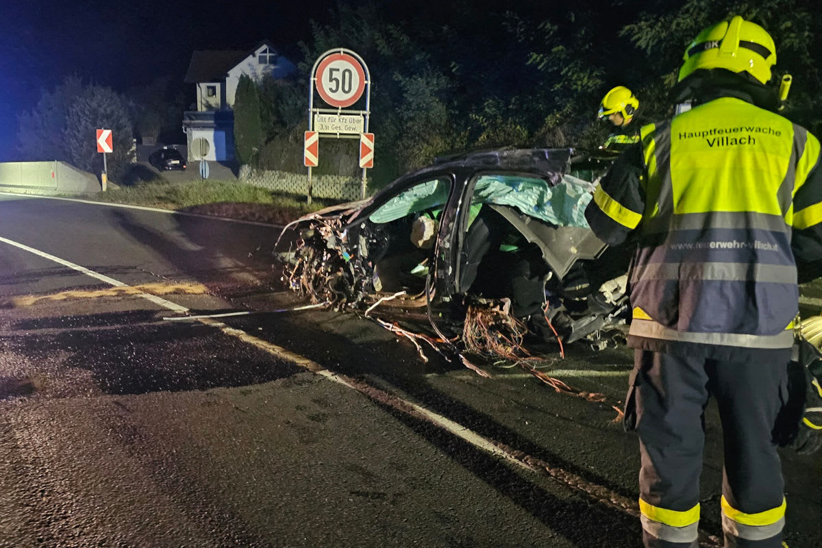 Schwerer Unfall in Villach – Pkw prallt gegen Lärmschutzwand