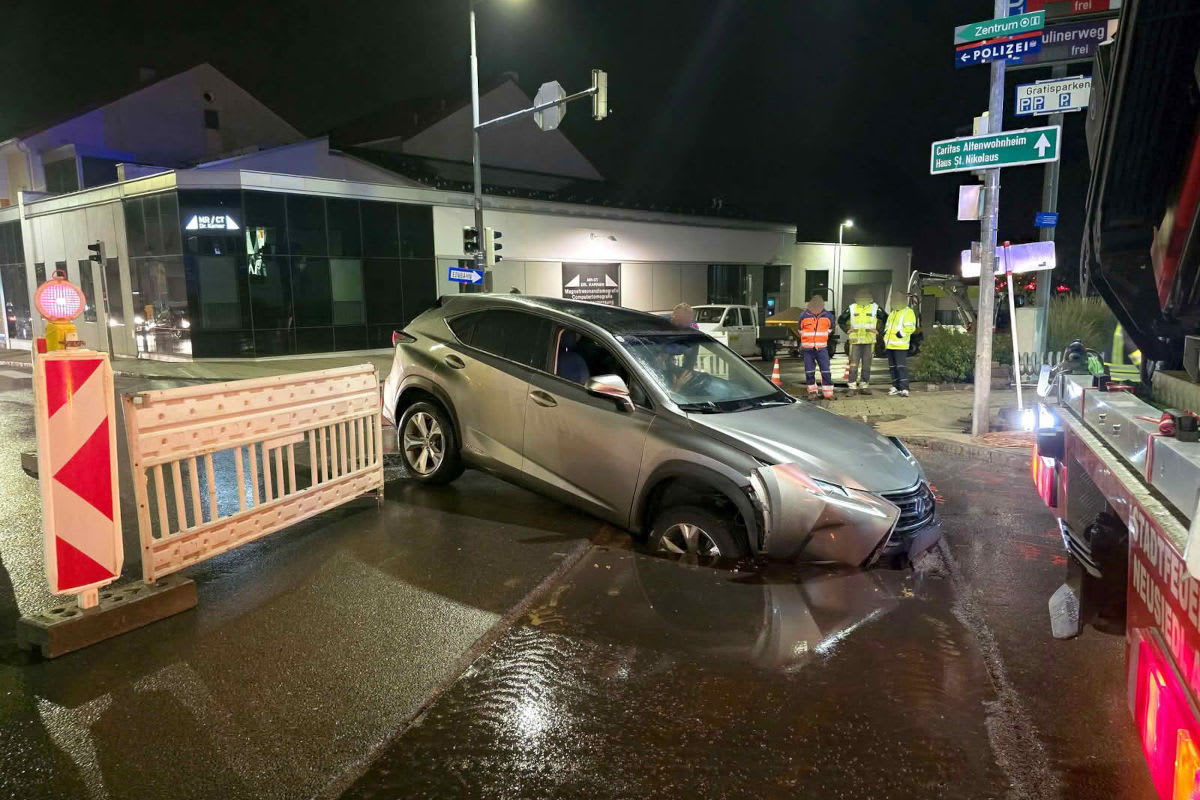 Unfall in Neusiedl am See B – Pkw landet in Nachtbaustelle
