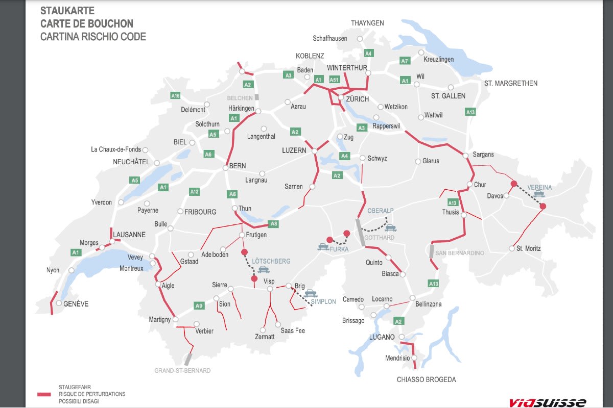 Schweiz - Die Verkehrsprognose an Ostern