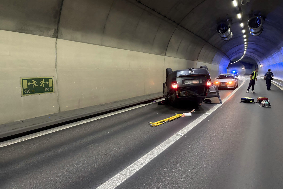 Wattwil SG – Auto überschlägt sich nach Unfall im Tunnel