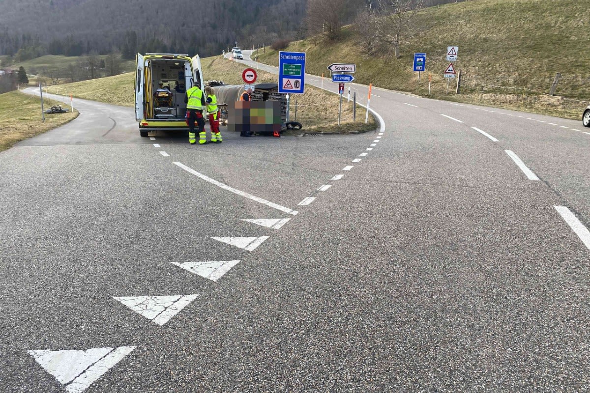 Ramiswil SO - Auf der Passwangstrecke verunfallt