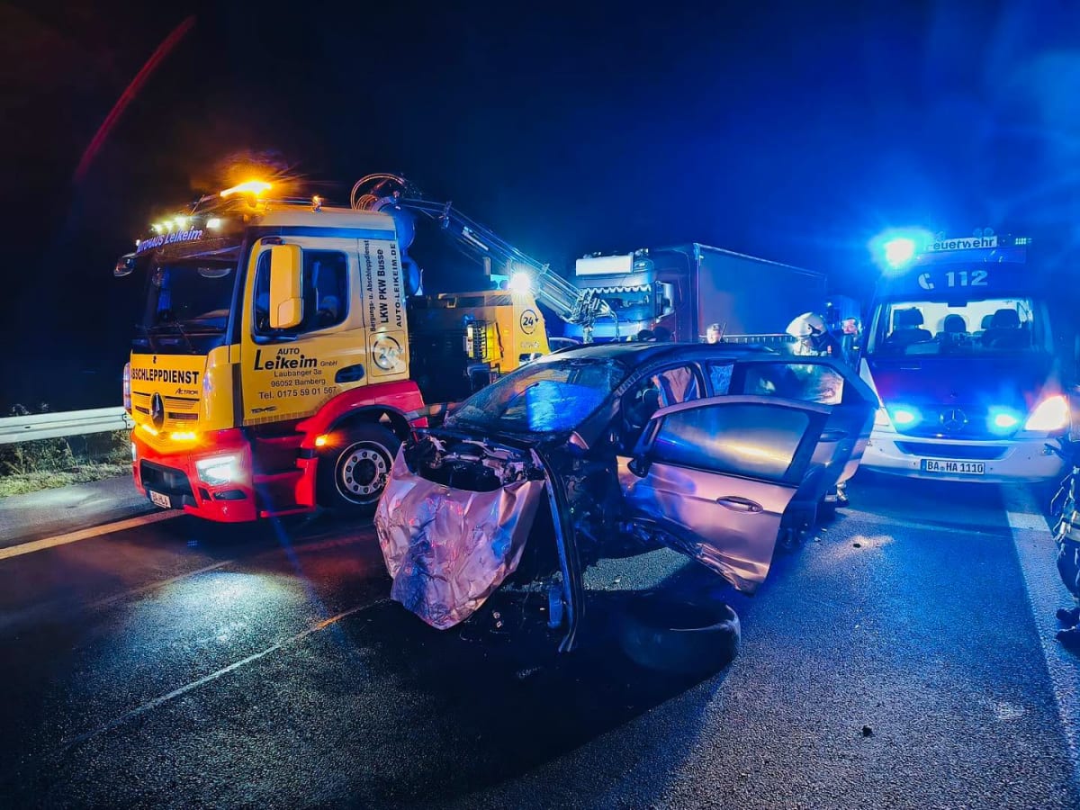 A70 Oberhaid – Geisterfahrer verursacht schweren Unfall mit Absicht