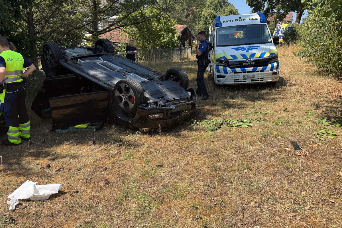Unfall in Seengen AG – Lenker stürzt mit Auto über Mauer