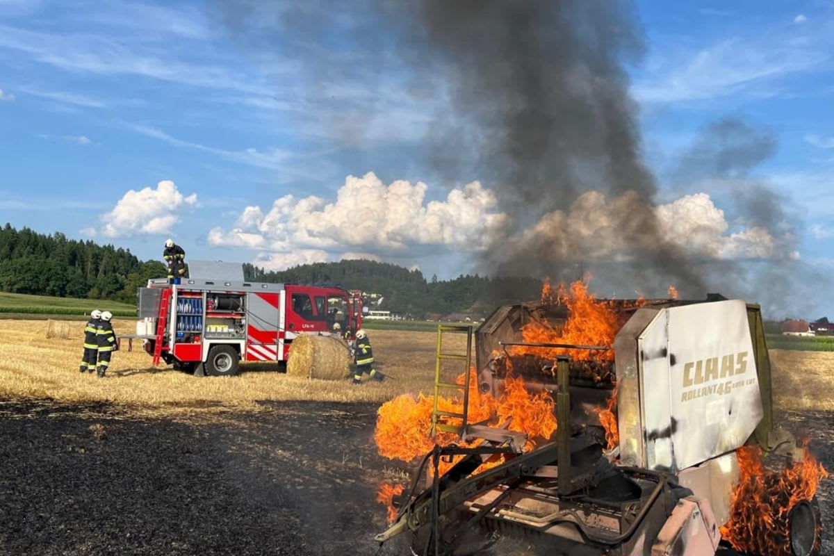 Brand in Tainach K – Strohballenpresse komplett zerstört