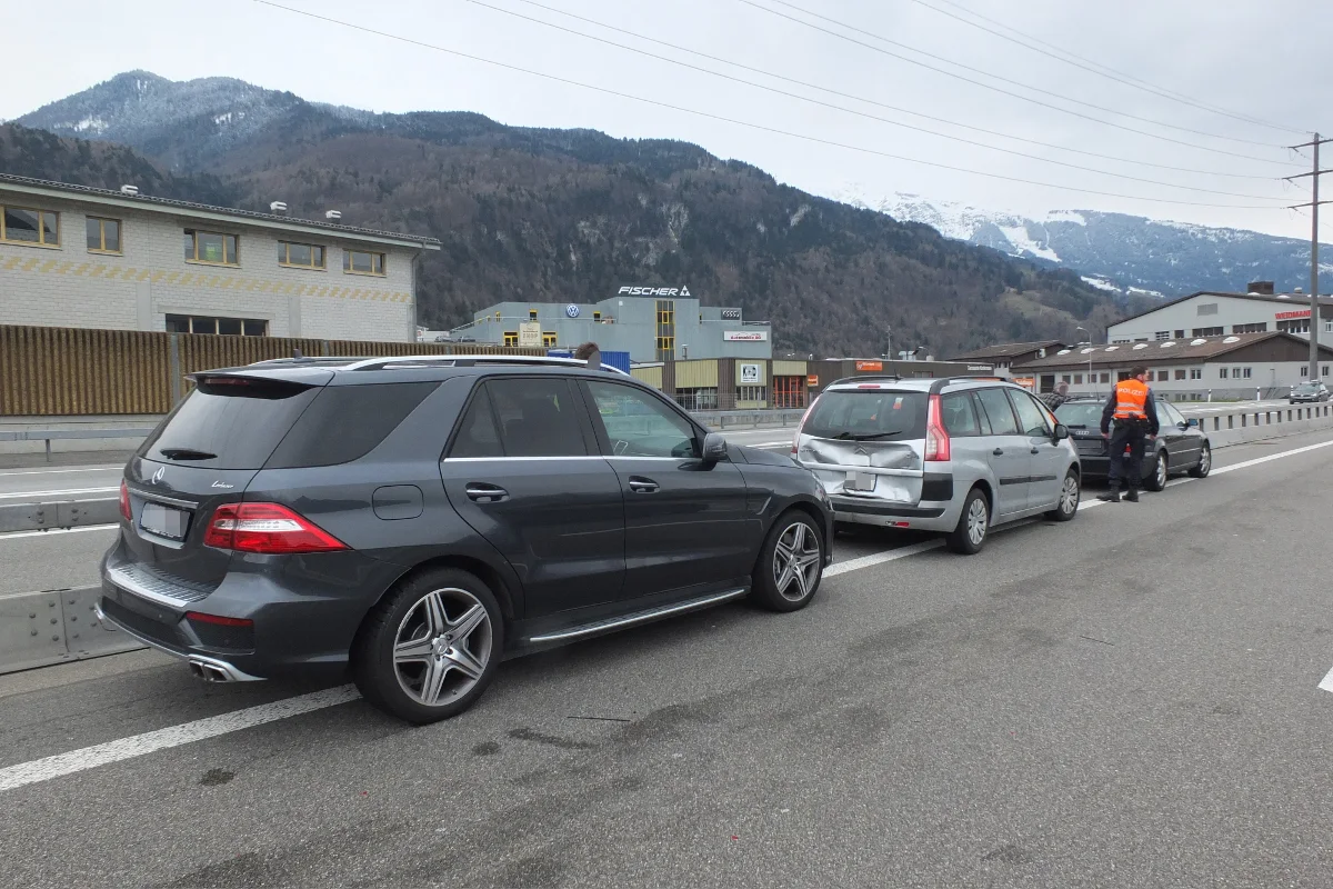 Auffahrkollision auf der A13 bei Bad Ragaz