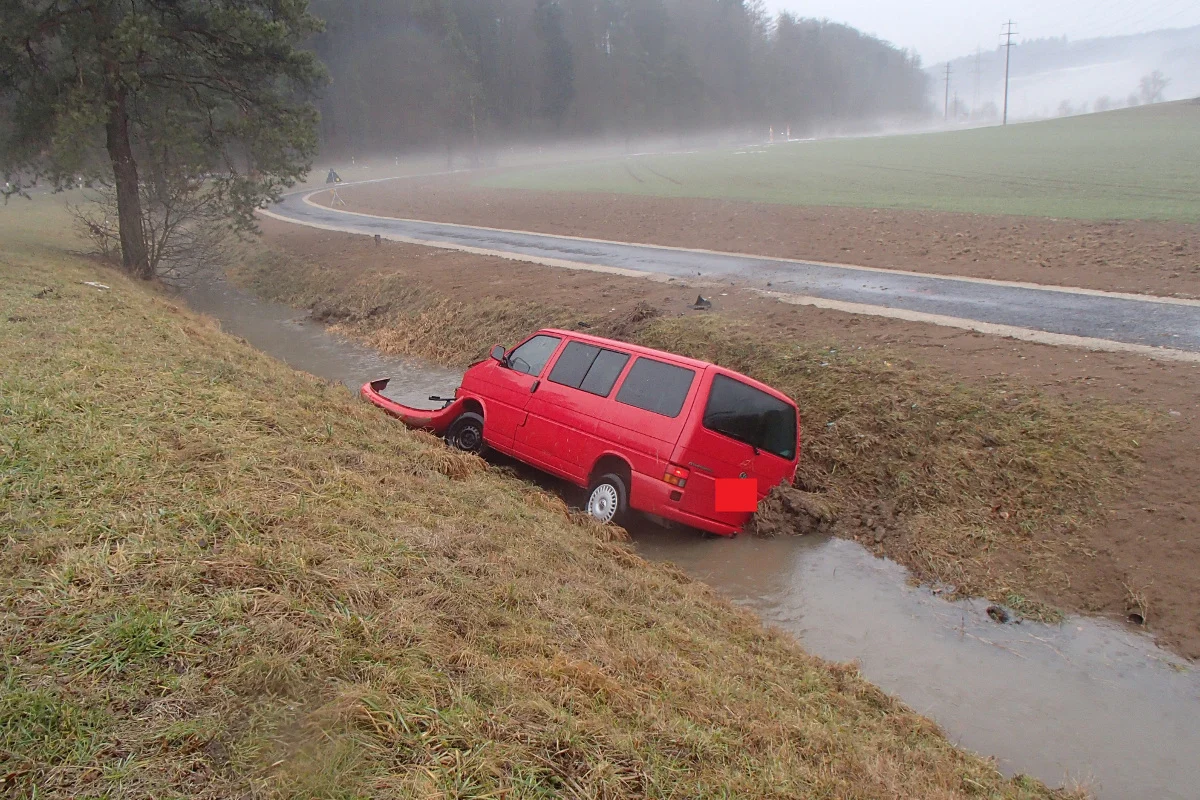 Rüfenach AG - Mit VW in Bachbett geraten