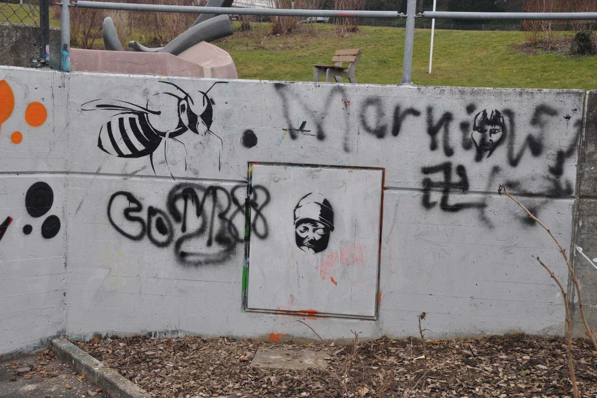 Graffitis beim Sportplatz in Hofstetten-Flüh