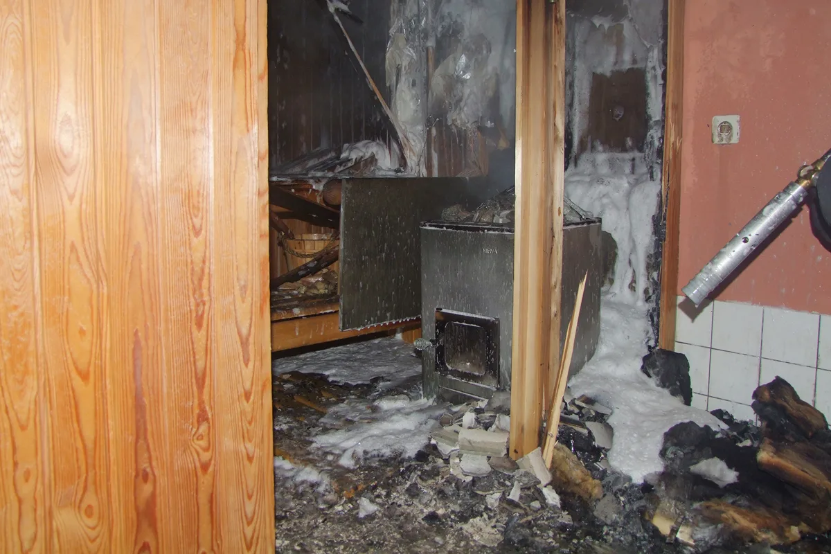 Brand in Waltensburger Hotelsauna