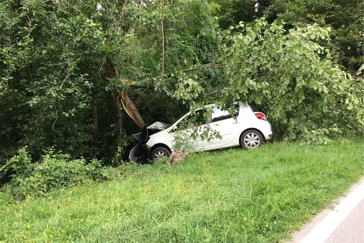 Cheyres FR - Verletzter nach Kollision mit Baum