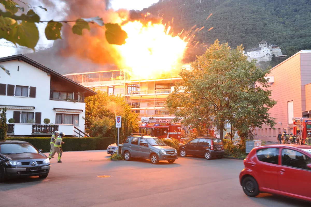 Brand mit Explosionen in Vaduz FL