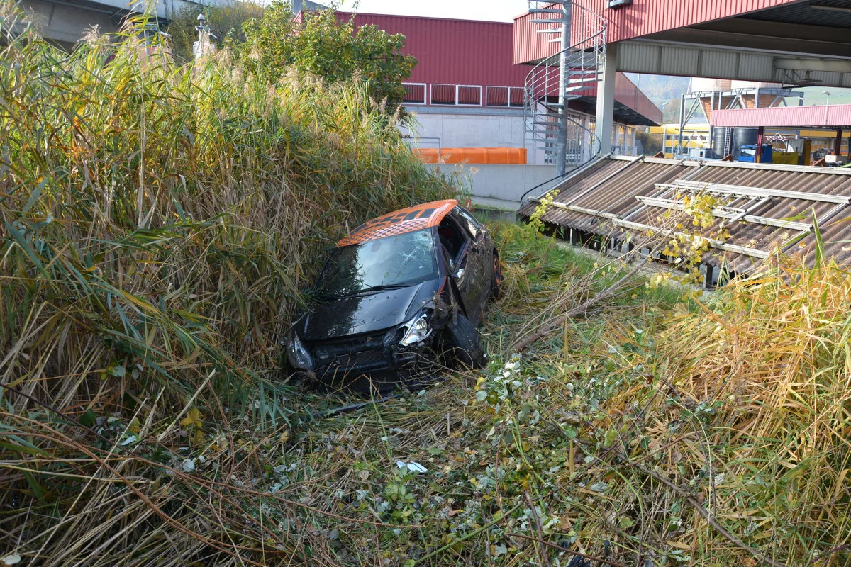 Sissach BL - Kurve verfehlt und im Schilf gelandet