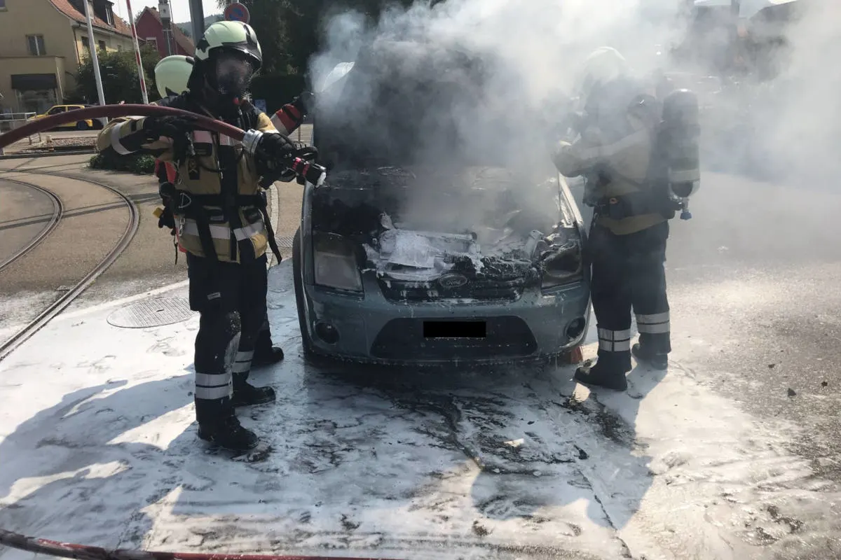 Reinach BL - Fahrzeugbrand erfordert Feuerwehreinsatz