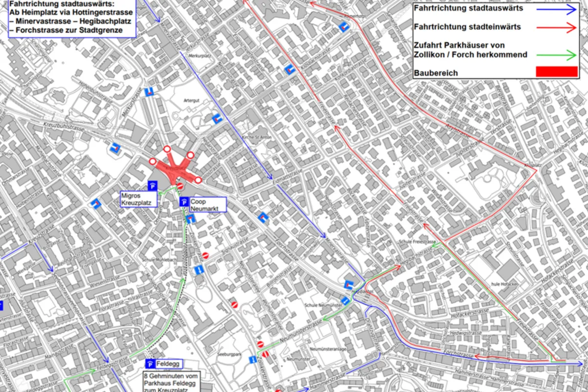 Kreuzplatz Zürich – Sperrungen an sechs Wochenenden bis Oktober 2025