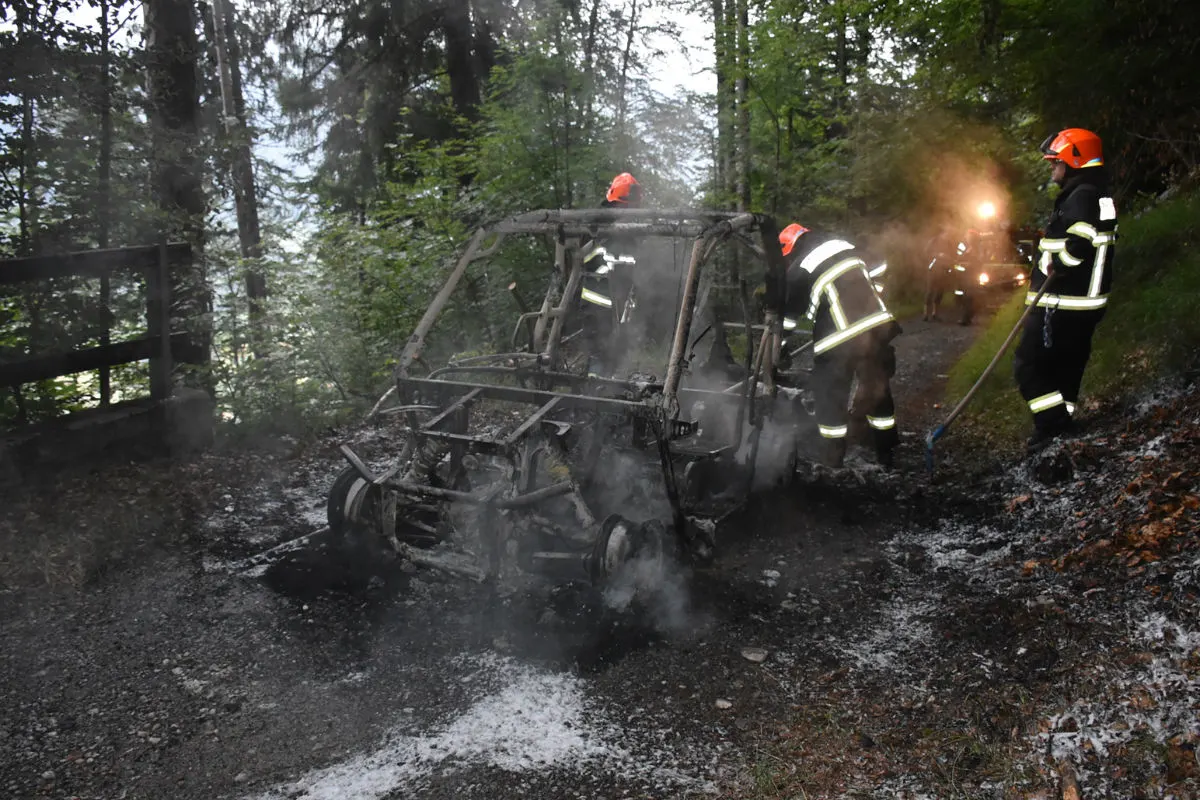 Haldenstein GR - Quad auf Waldstrasse abgebrannt