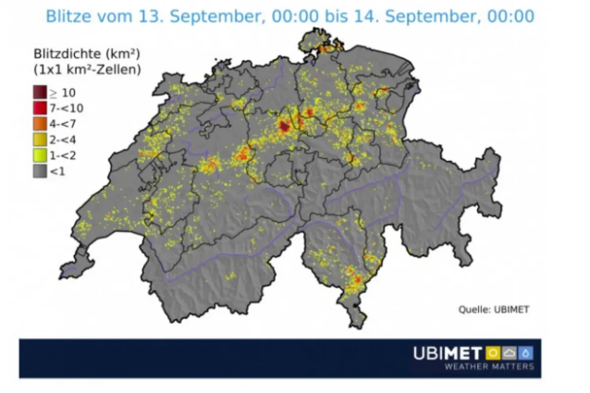 Viele Blitze und lokal viel Regen