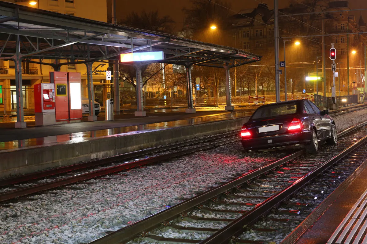 St.Gallen SG - Fahrzeug auf den Gleisen der Appenzeller Bahn
