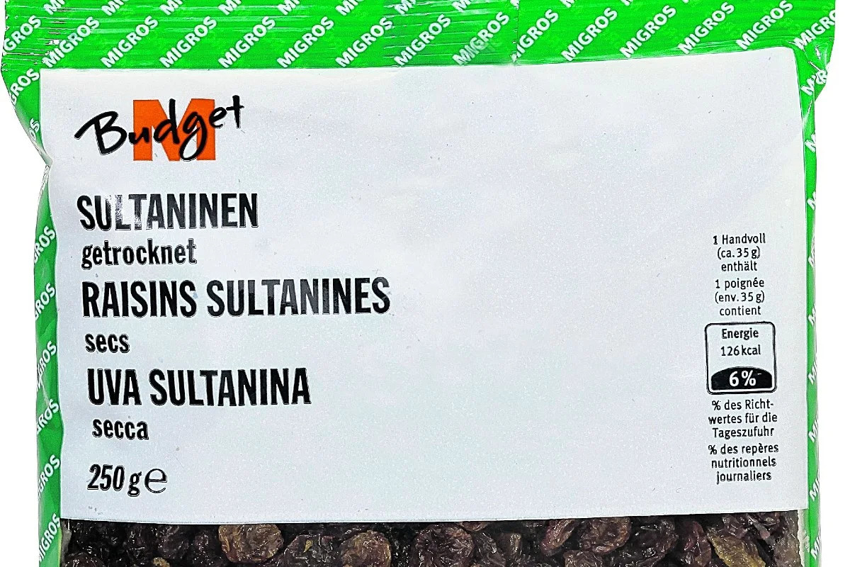Rückruf - Die Migros ruft M-Budget Sultaninen getrocknet zurück 