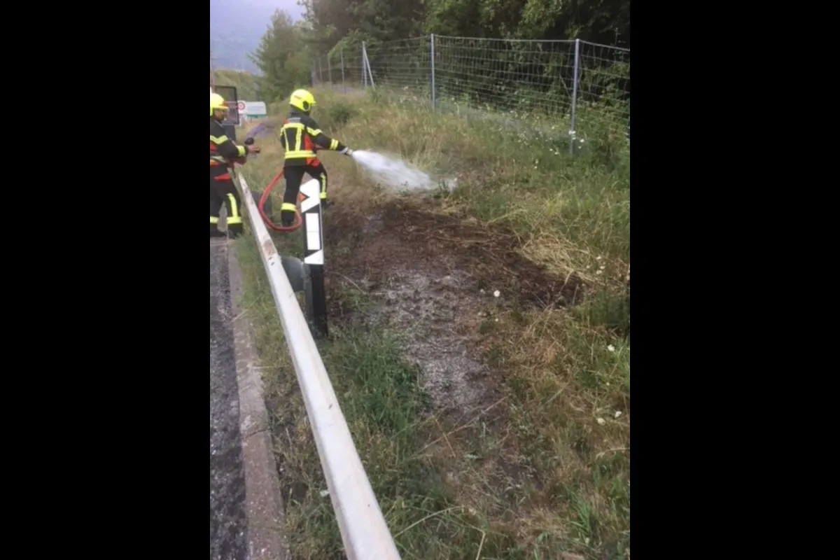 Goldau SZ - Brand eines Wiesenbordes 