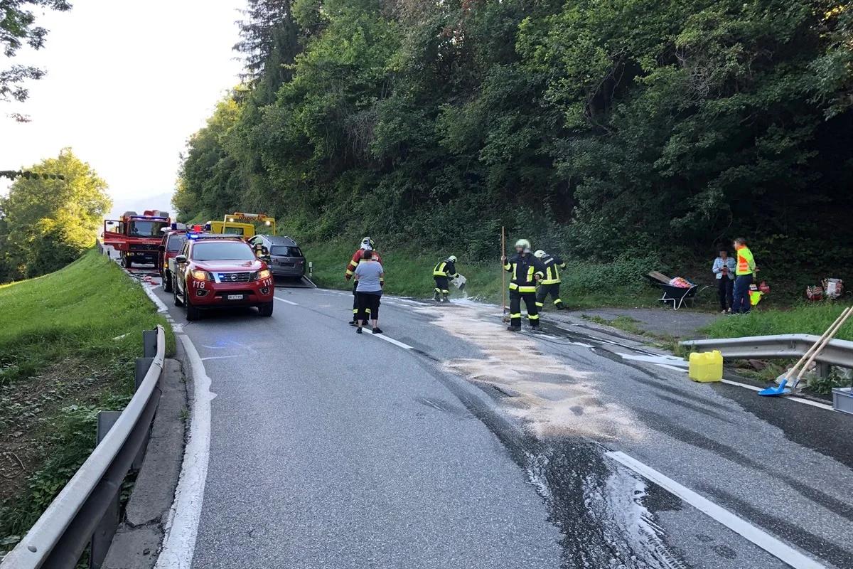 Feuerwehreinsatz in Malix GR - Auto geriet während  der Fahrt in Brand