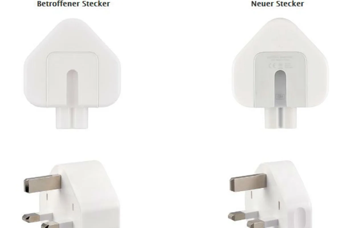 Schweizeweiter Rückruf - Apple ruft gewisse dreipoligen Netzteilstecker zurück