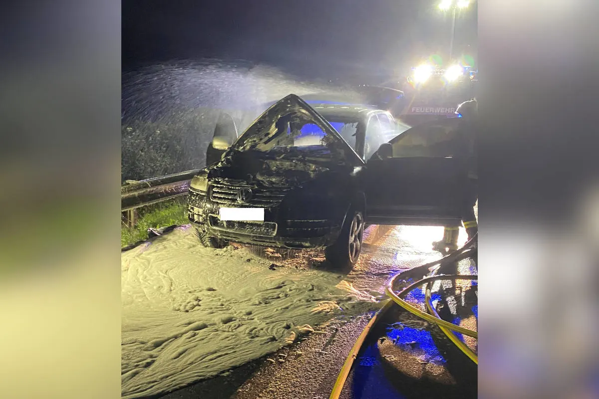 A63 Bischheim – PKW brennt auf der Autobahn