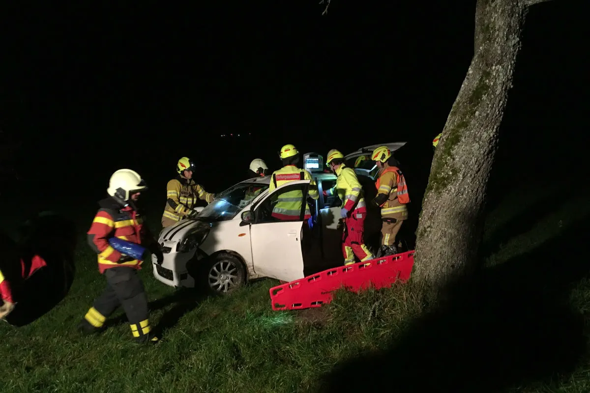 Menzingen ZG - Selbstunfall endet in der Wiese