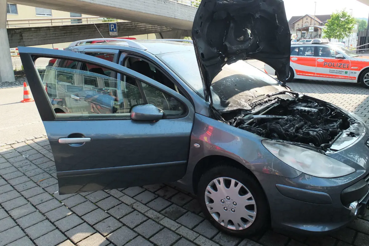 Wittenbach SG - Hund aus brennendem Auto befreit 