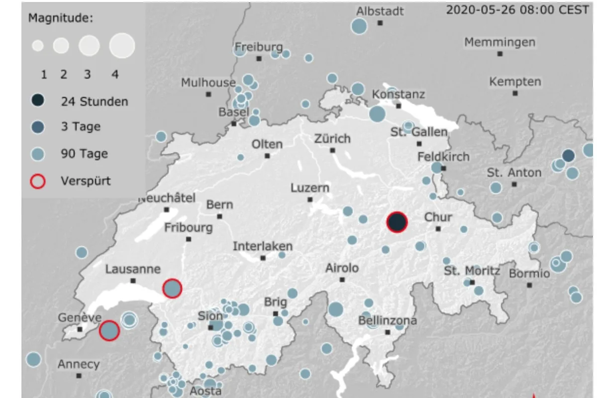 Erdbebenmeldung - In Elm wurde heute um 7.50 Uhr ein Erdbeben gemessen