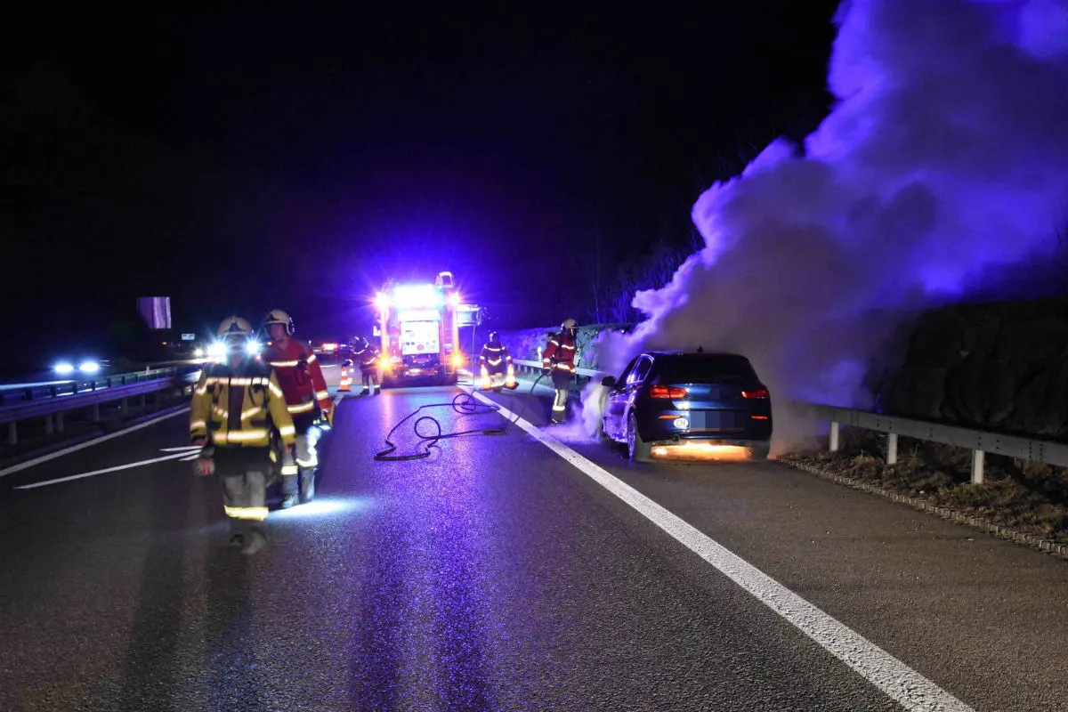 Mörschwil SG - Autobrand auf Autobahn