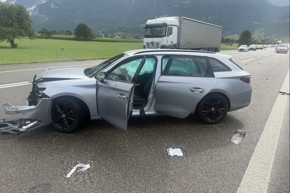 A3 Niederurnen – Vier Verletzte bei Unfall wegen starken Regenschauern