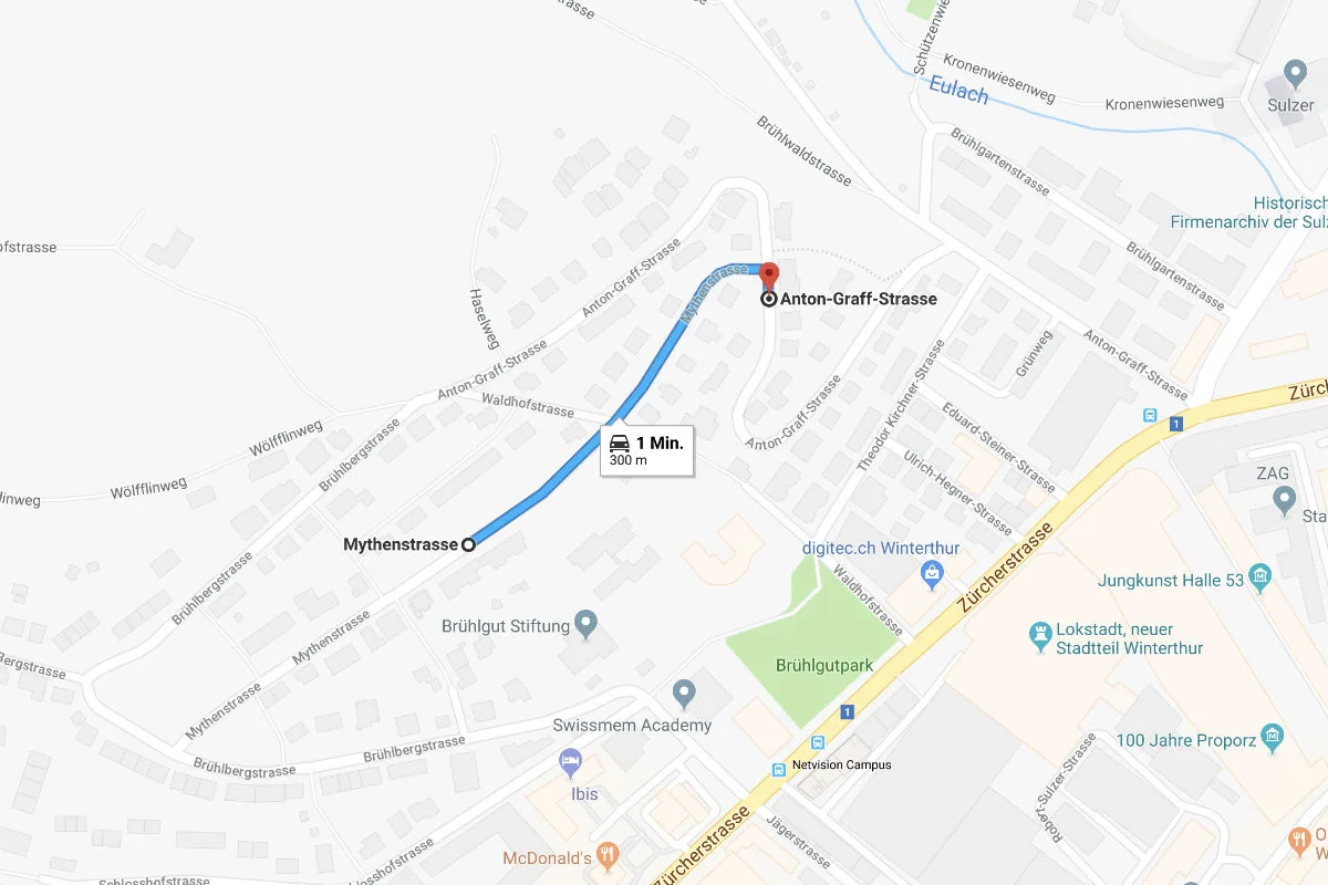 Winterthur ZH - Mythenstrasse / Brühlberg- bis Anton-Graff-Strasse