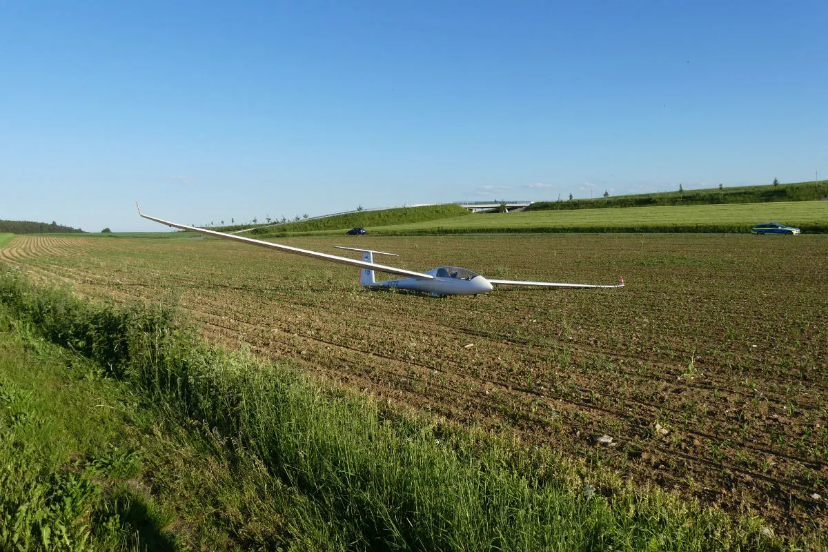Segelflieger landet im Maisfeld