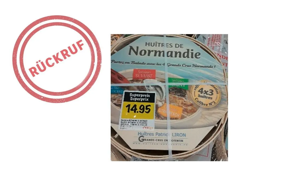 Austern-Produkte von Sàrl Grands Crus en Cotentin werden zurückgerufen