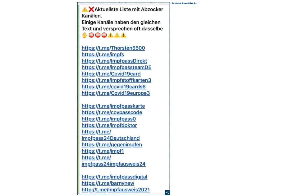 Warnung - Betrüger bieten "echte" Covid Zertifikate auf Telegram an - liefern aber nicht!