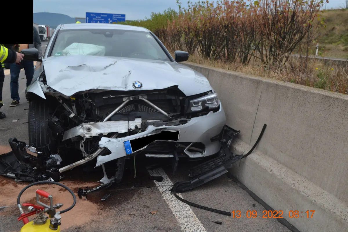 A4 Hörselberg-Hainich – Unfall mit vier schwer verletzten Personen