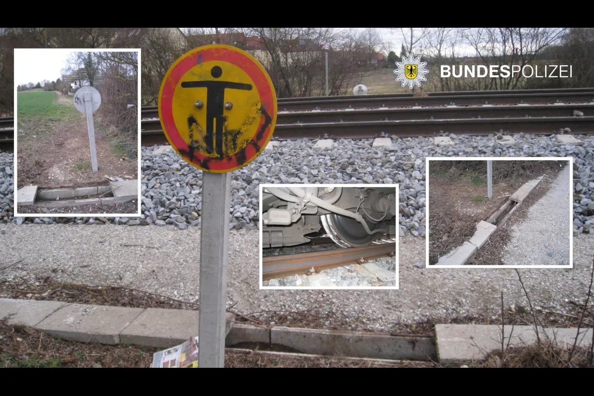 Zug überfährt Betonplatte