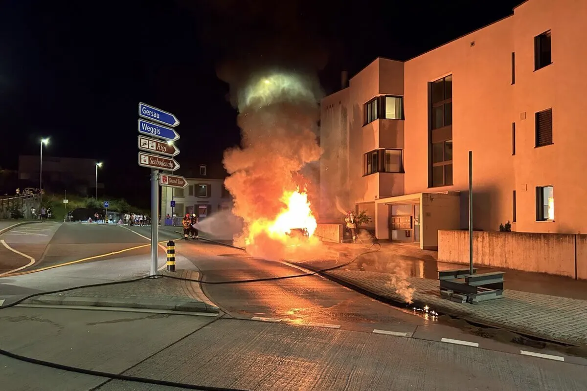 Küssnacht SZ - Auto gerät während der Fahrt in Brand