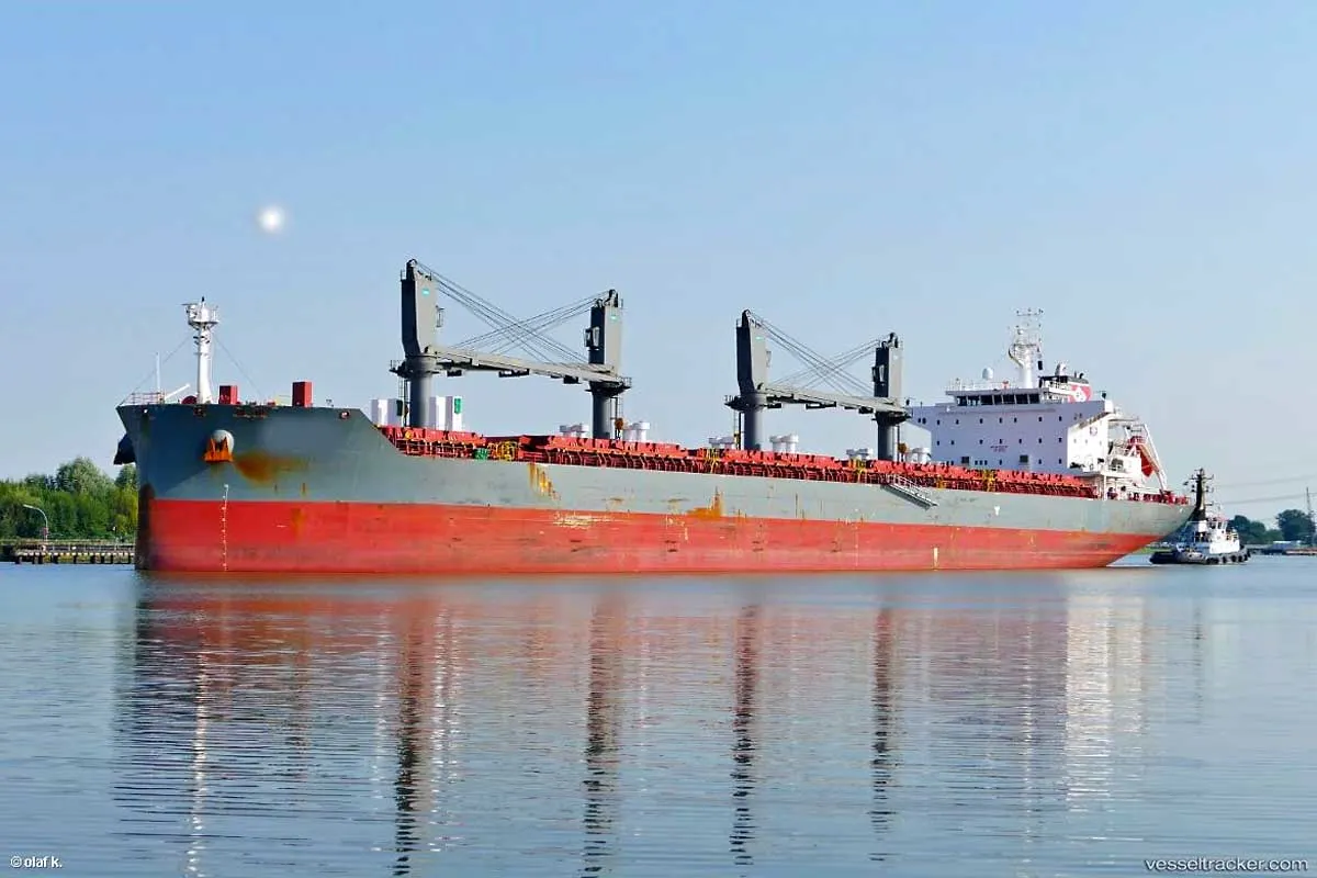 Brake - Bulk-Carrier läuft auf der Weser auf Grund