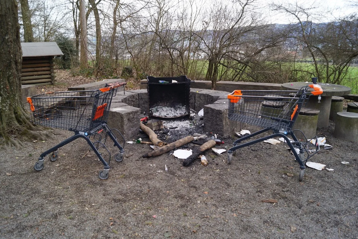 Cham ZH - Grillstelle verunreinigt und Einkaufswagen gestohlen und beschädigt – Zeugenaufruf zeigt Wirkung