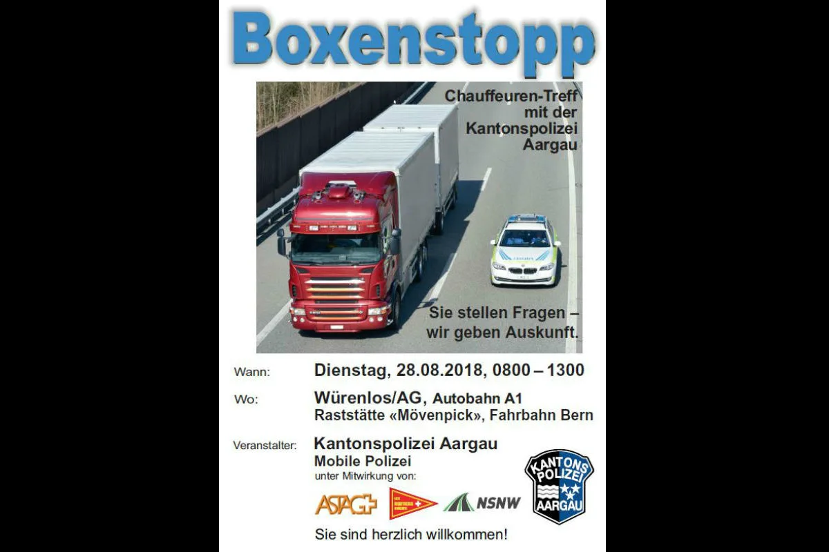 A1/Würenlos AG - Aktion Boxenstopp für Lkw-Chauffeure