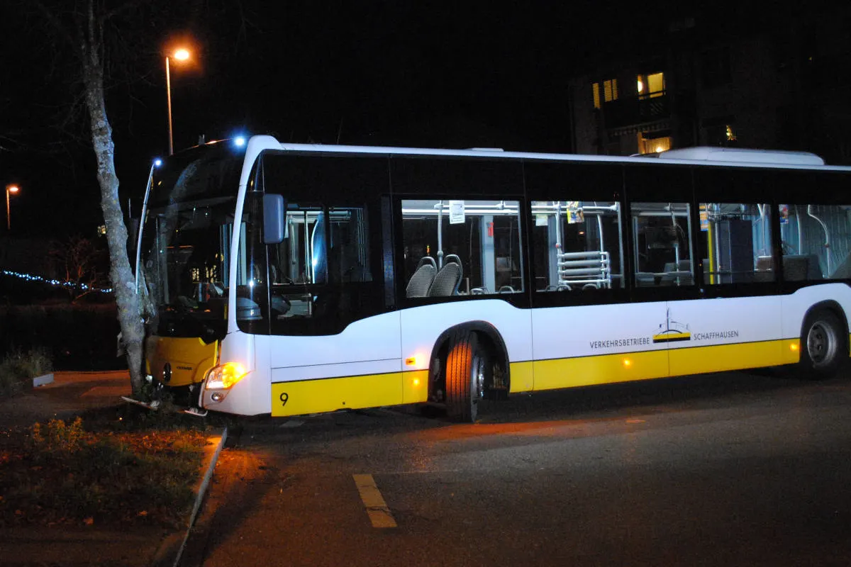 Unfall Schaffhausen SH - Linienbus kollidiert mit Baum