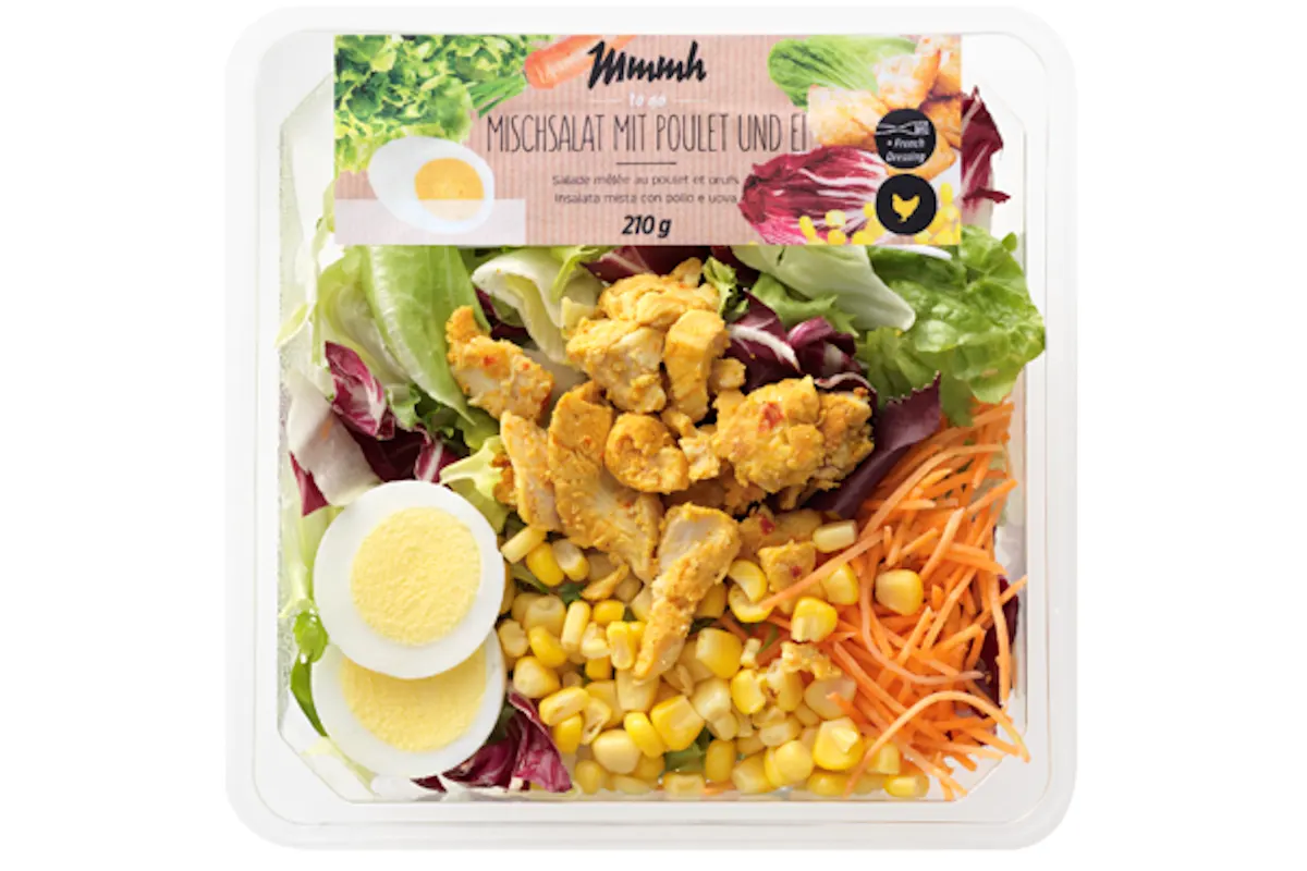 Listerien in Mischsalat mit Poulet und Ei, verkauft bei Denner