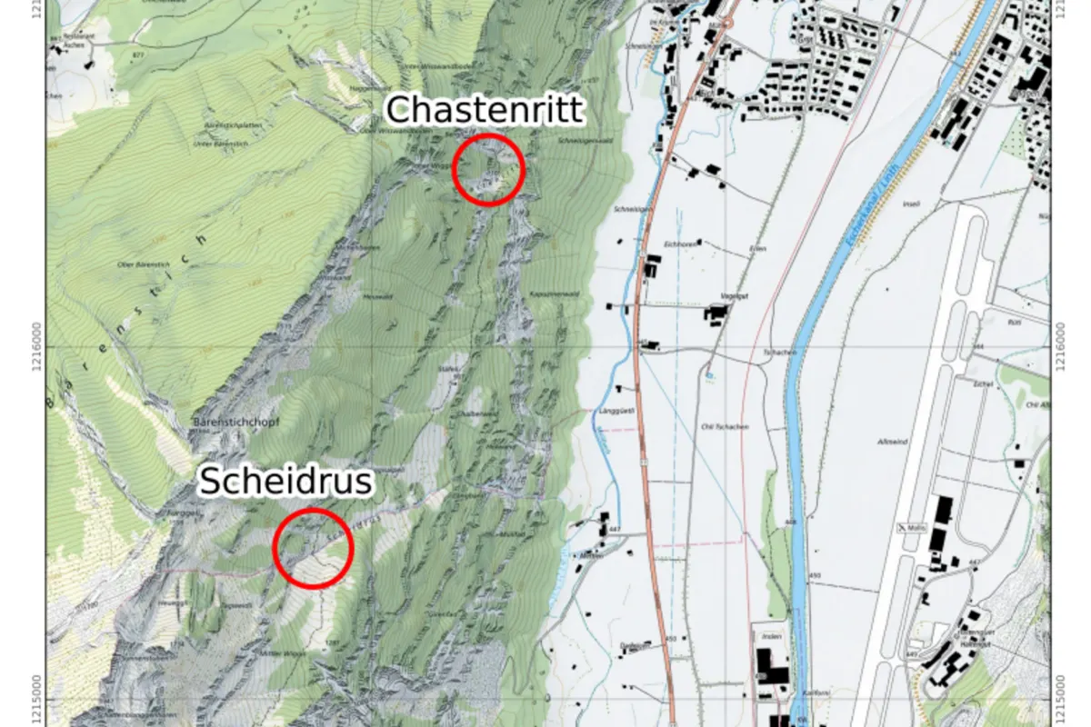 Sprengungen zur Wiederherstellung des Wiggisalpwegs