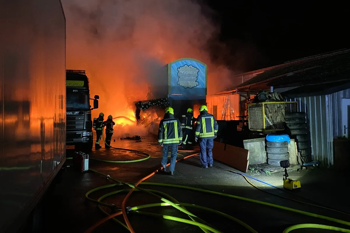Gelsenkirchen-Ückendorf – Hoher Sachschaden bei Brand auf dem Gelände eines Schaustellerbetriebes