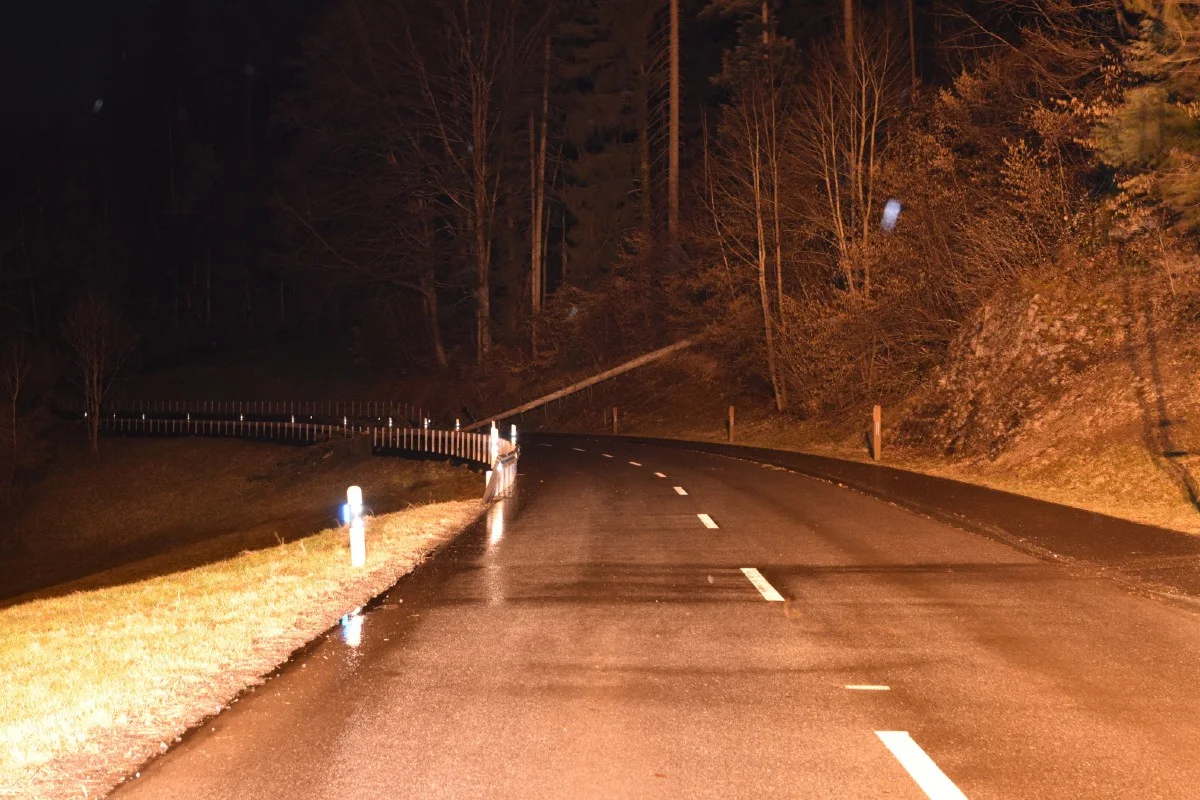 Gamprin FL - Umgestürzter Baum verursacht Unfall eines Motorradlenkers!