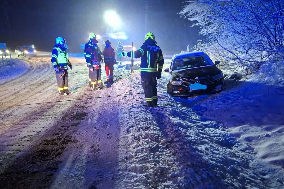 Gutau – Mehrere Unfälle auf winterlicher Fahrbahn 