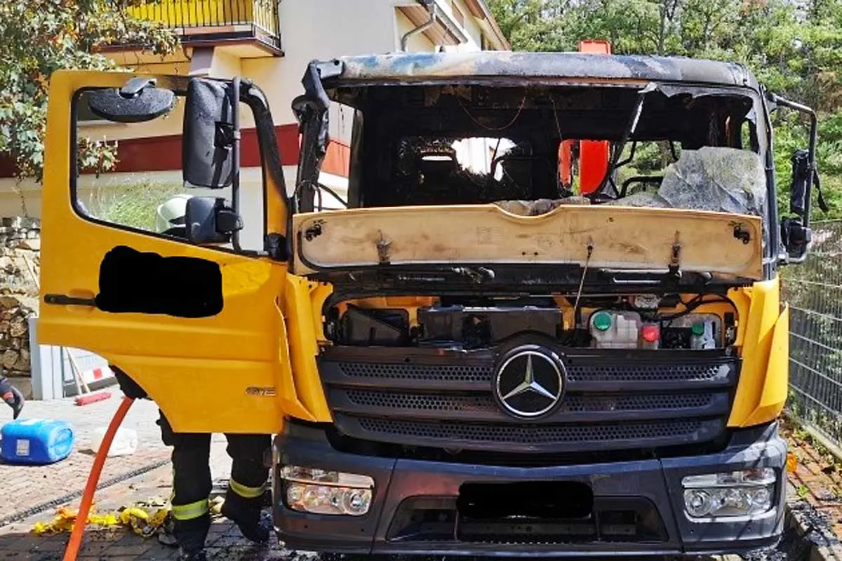 Neustadt/Weinstraße - Brand von Lkw Führerhaus 